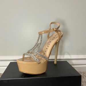 Marc Defang Nude Patent Crown Strappy Heels